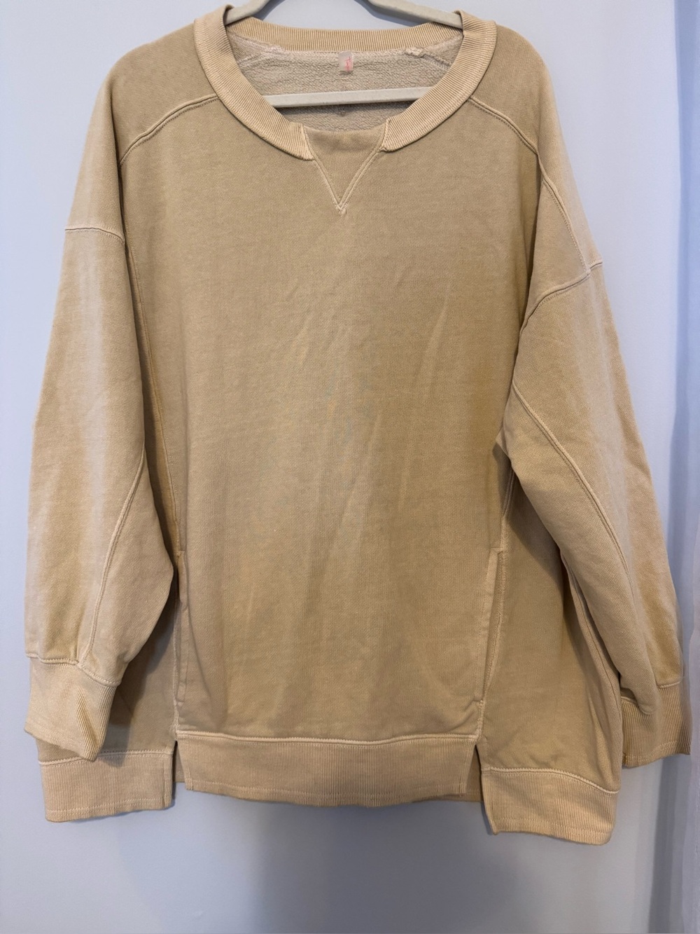 Free People Movement Tan Oversized Sweatshirt Pullover size M